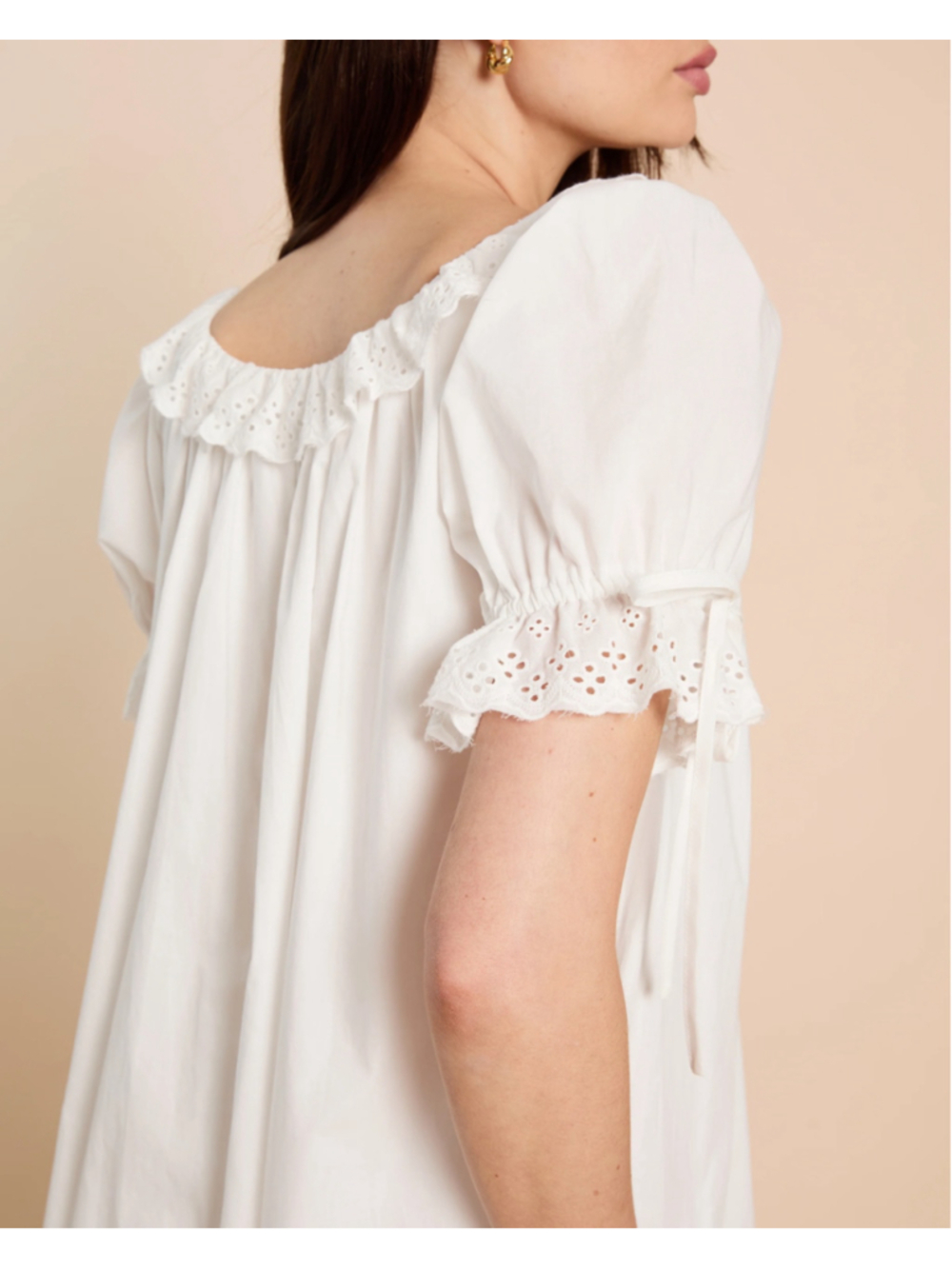 Women's kourt Juliet Cotton Dress White Eyelet Mini Dress Size S - Picture 6 of 9